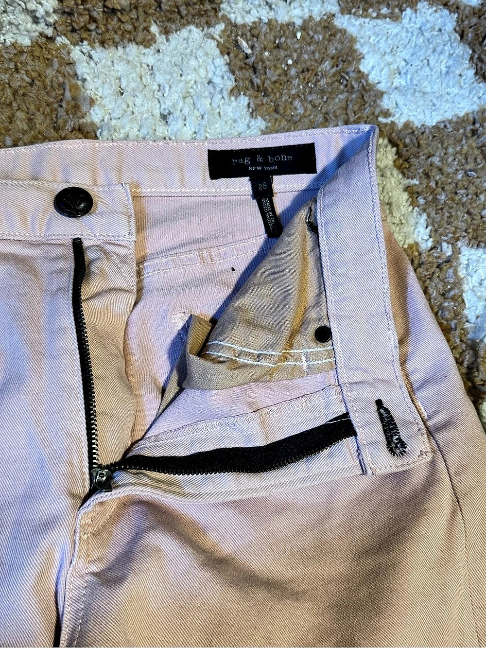 rag & bone Logan Mid-Rise Wide Leg Jeans Wide Leg Pants in Pink Waist 28 - Picture 5 of 8